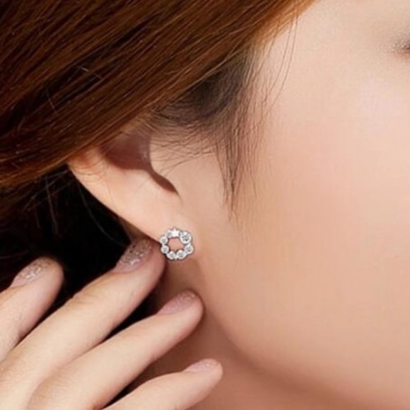 Sterling Silver CZ Stud Earrings - Picture 3 of 6